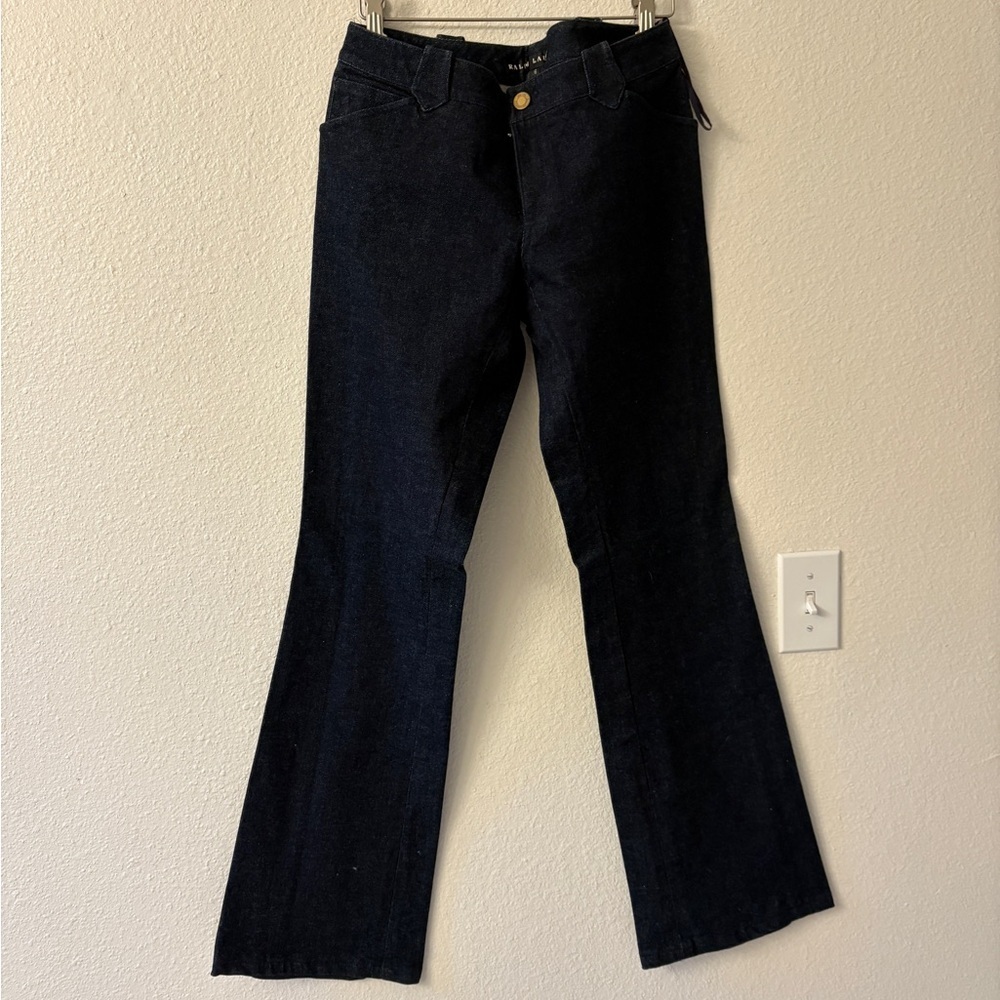 Ralph Lauren Womens Bootcut Leg Jeans High Rise Denim Dark Wash Navy Blue Size 6